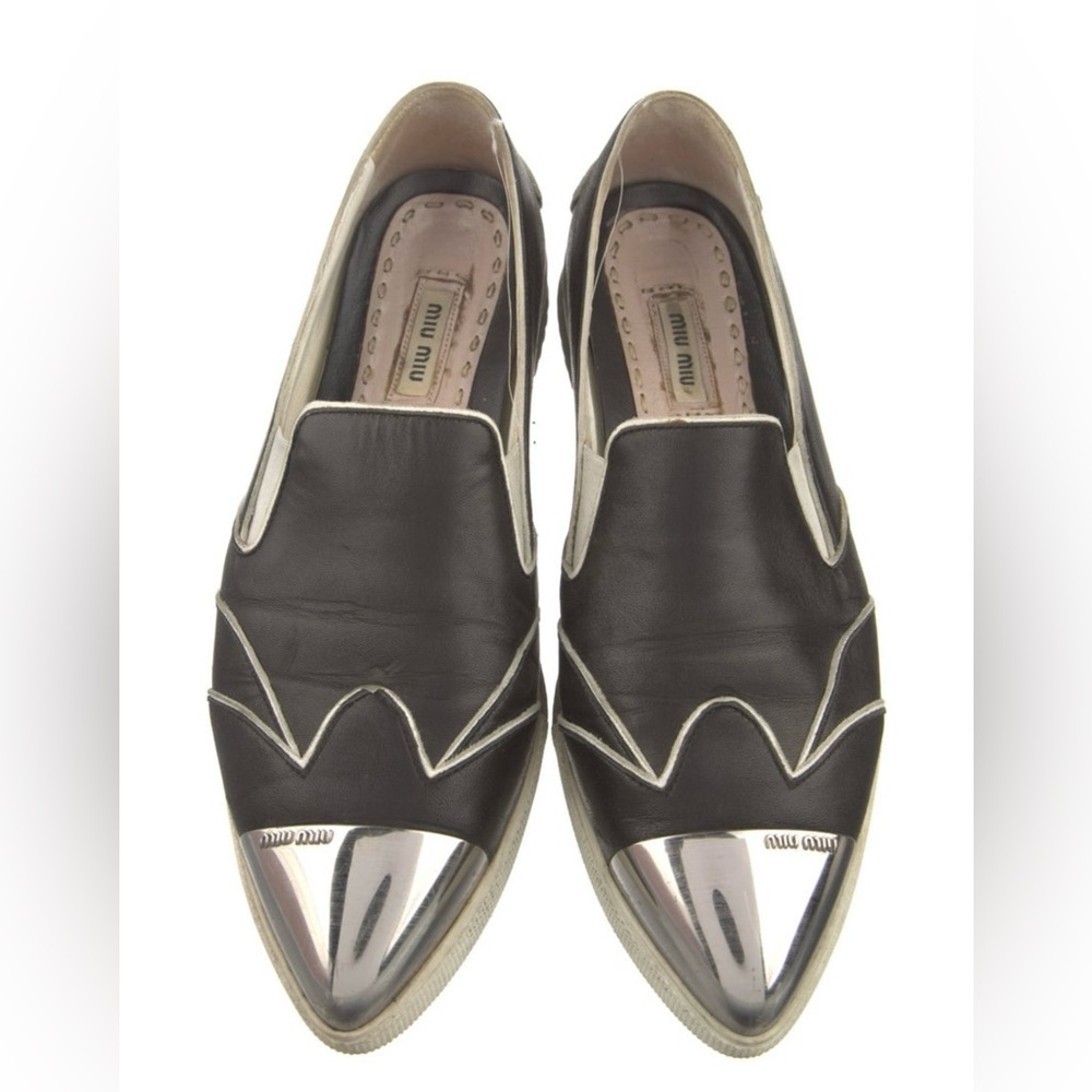 Miu Miu cap toe leather loafer
